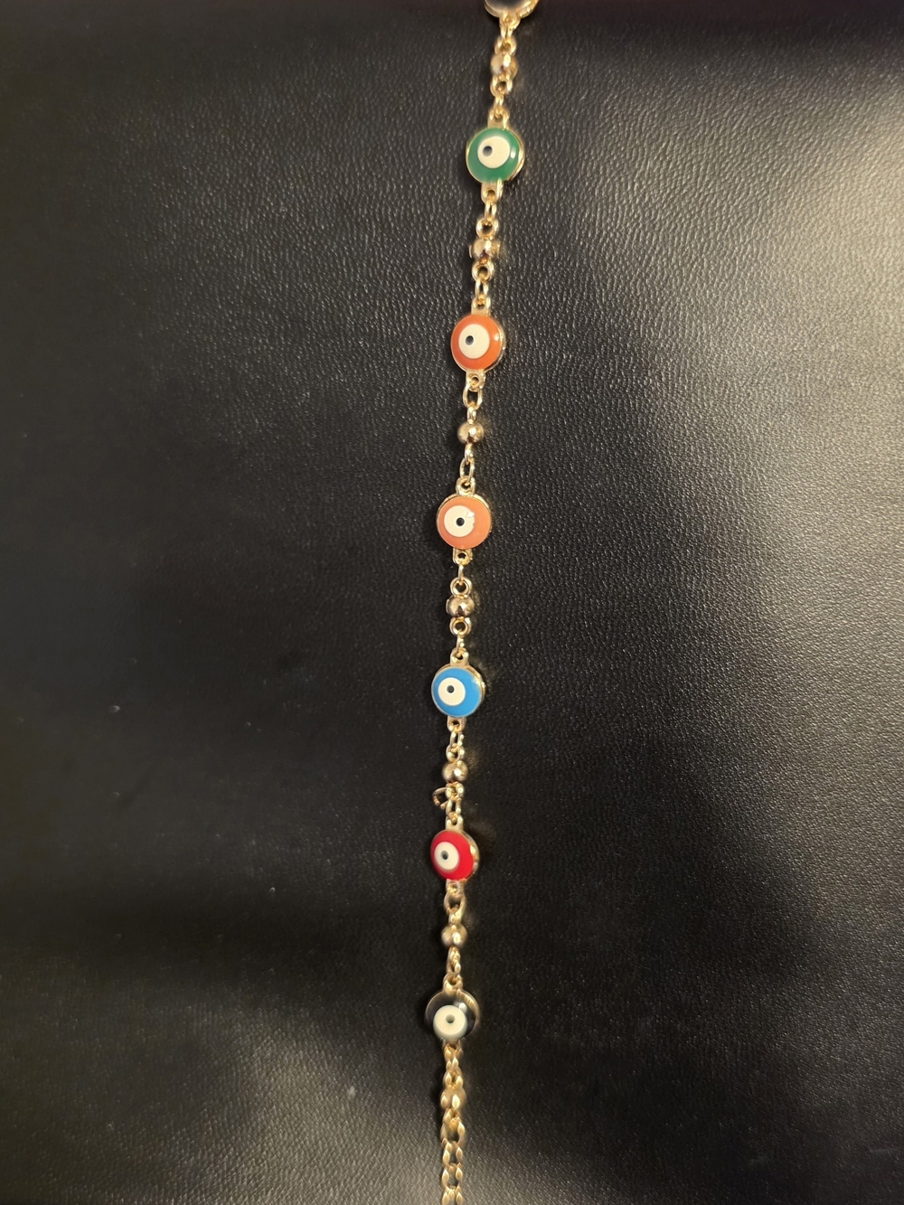Gold Tone Chain Bracelet with Multicolor Evil Eye Charms